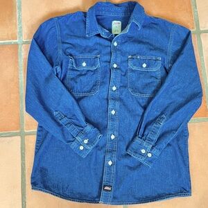 NWOT Dickies Dark Denim Work Shirt Cotton Large